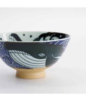 Bol à riz japonais Kujira – Baleine bleue | Fabriqué au Japon | Japanzen