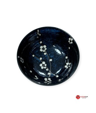 Bol japonais Hana bleu en porcelaine – 17 cm – Fabriqué au Japon