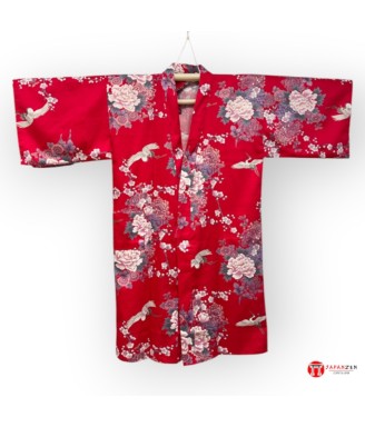 Kimono Femme "Grue du Japon & Fleurs de Pivoine" – Made in Japan