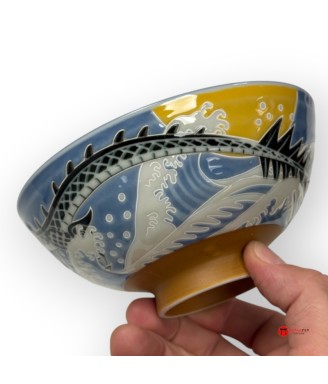 Bol à Riz Japonais Kai Ryū – Dragon Bleu – 14 cm
