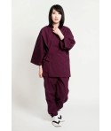 Samue japonais femme Kurume-ori Prune profond – 100 % coton, fabriqué au Japon