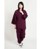 Samue japonais femme Kurume-ori Prune profond – 100 % coton, fabriqué au Japon