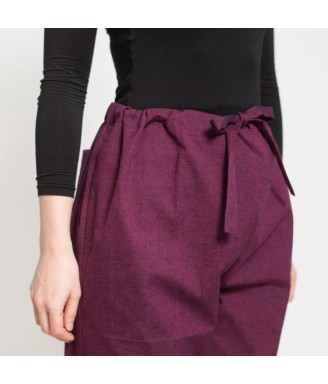Détail du cordon de serrage du pantalon de samue japonais femme