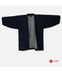 Hanten japonais Rokka – Veste matelassée Kurume-ori indigo
